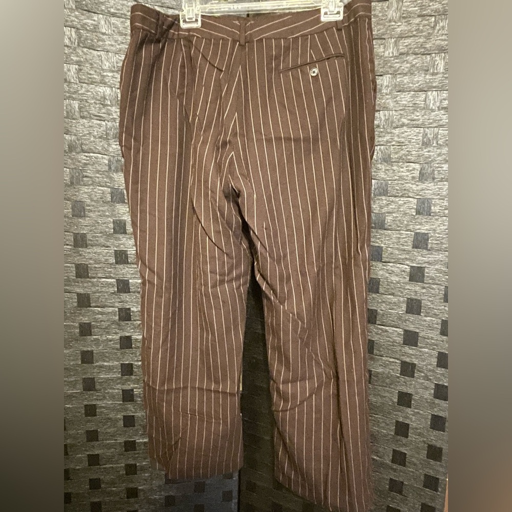 Chaps brown stripe women’s dress pants size 16 wool and lining polyester - Picture 7 of 9
